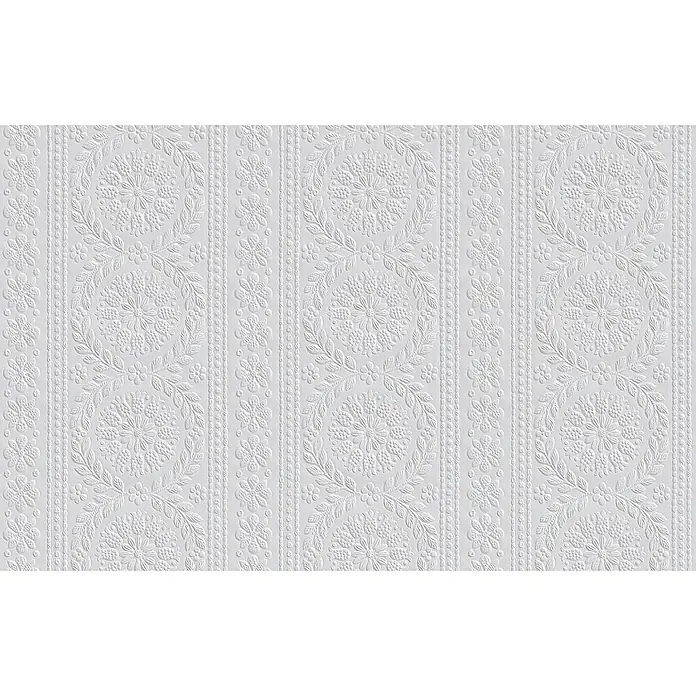 Erfurt Papiertapete Novaboss 340 - Weiß, Floral, 10,05 x 0,53 m - Detailaufnahme