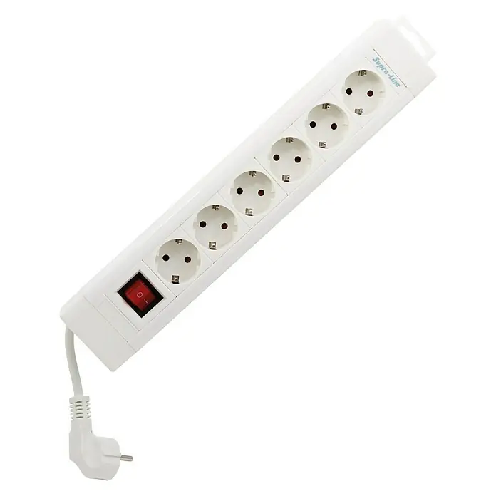 SupraLine Produžni kabel s utičnicama - Broj šuko utičnica: 6 Kom., Bijele boje