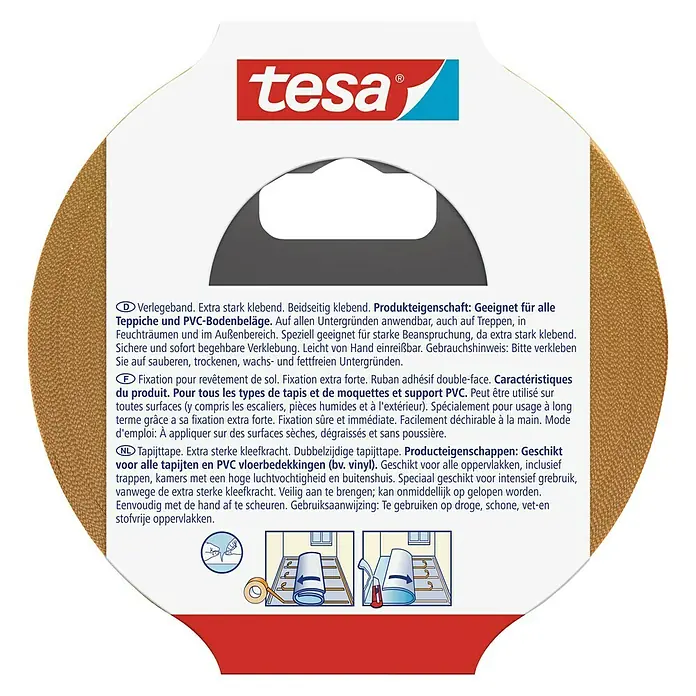 Tesa Verlegeband - 25 m x 50 mm, Beidseitig selbstklebend, Geeignet für: Fußbodenheizung - Rückansicht