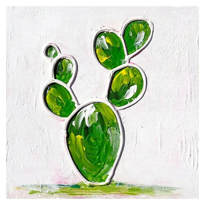 Cuadro pintado a mano - Cactus, An x Al: 40 x 40 cm