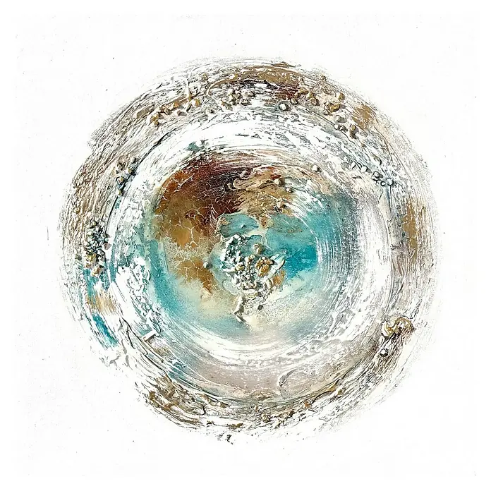 Cuadro pintado a mano azul - Círculo, An x Al: 40 x 40 cm