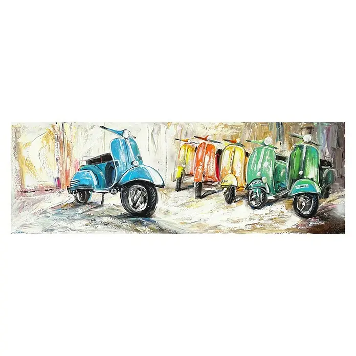 Cuadro pintado a mano - Motos, An x Al: 120 x 40 cm