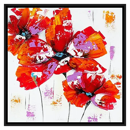 Cuadro pintado a mano y enmarcado  Tres amapolas