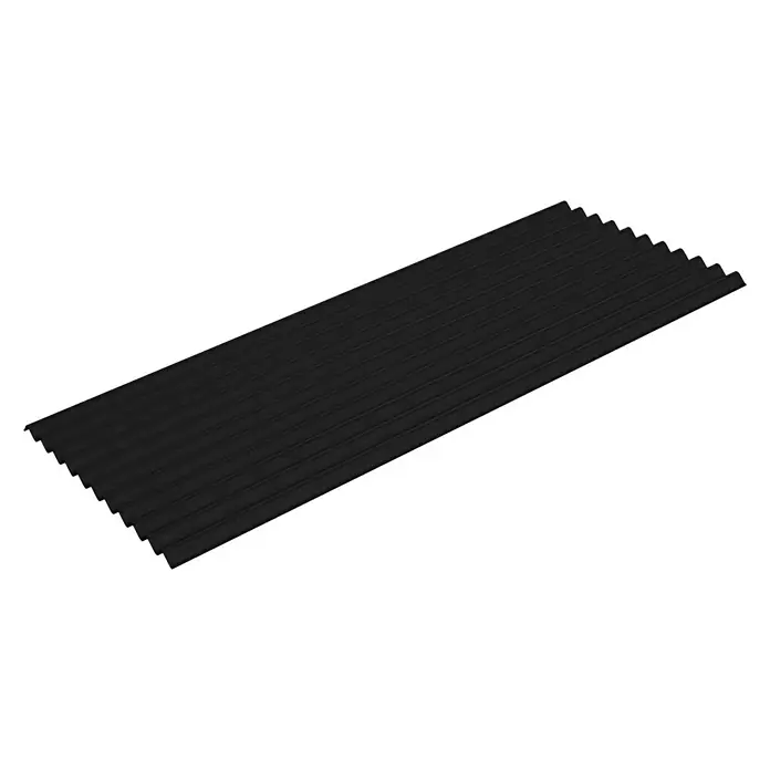 Gutta Bitumenwellplatte K11 - 200 x 83 x 3,2 cm, Bitumen, Schwarz, Rund - Vorderansicht