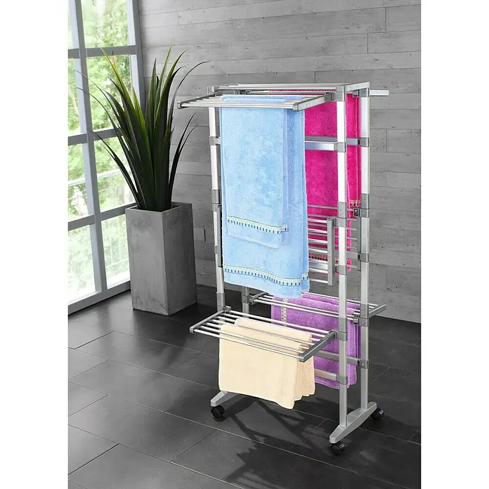 Ruco Wäscheständer - L x B x H: 59 x 64 x 129 cm, Silber - Anwendungsbeispiel