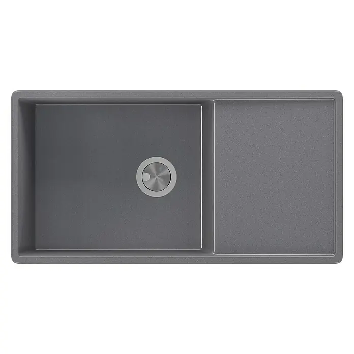 Atron Fregadero encastrable Dual - 44,5 x 85 cm, Acrílico, Gris, Brillante