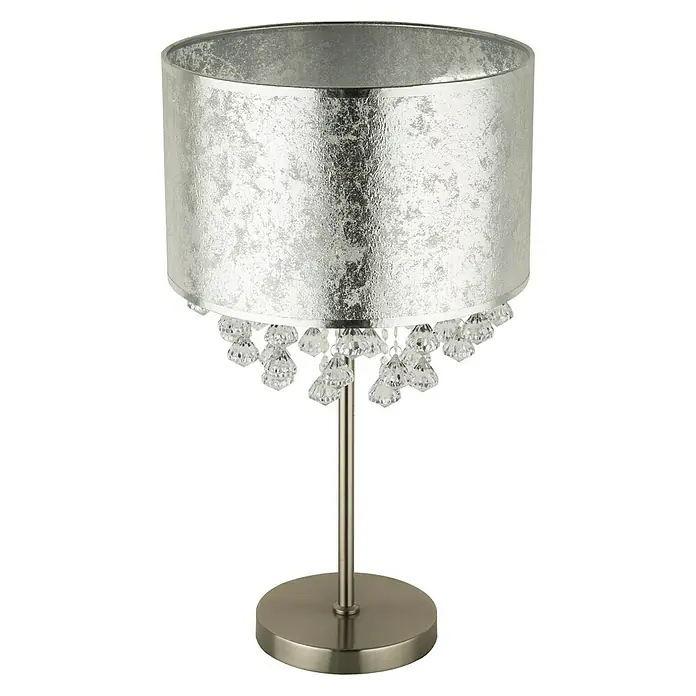 Globo Amy Tischleuchte - 60 W, Silber, Nickel Matt, Transparent, E27 - Vorderansicht