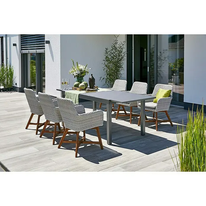 Sunfun Gartensessel Neele - B x T x H: 60 x 62 x 86 cm, Lichtgrau, Natur