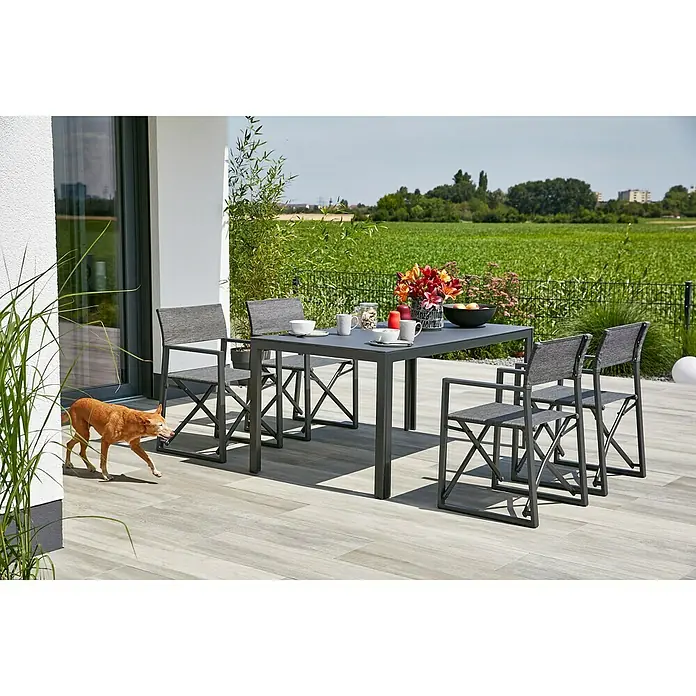 Sunfun Maja Gartenstuhl - B x T x H: 55 x 53 x 85 cm, Anthrazit, Klappbar