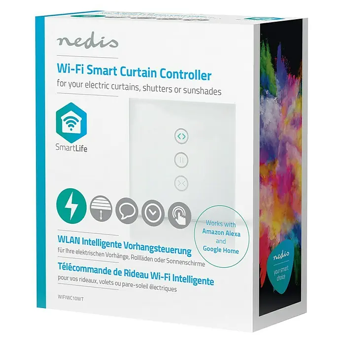 Nedis Smartlife Funk-Jalousieschalter - Weiß, L x B x H: 25 x 86 x 86 mm, Max. Anschlussleistung: 300 W - Vorderansicht