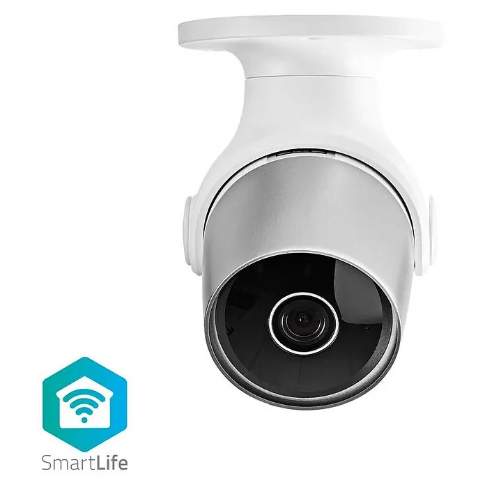 Nedis Smartlife IP-Außenkamera - Weiß, Silber, Netzbetrieben, 1.280 x 720 Pixel, IP65 - Vorderansicht