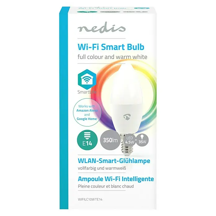 Nedis Smartlife LED-Leuchtmittel - 1 Stk., E14, 4,5 W, RGBW, Dimmbar - Vorderansicht