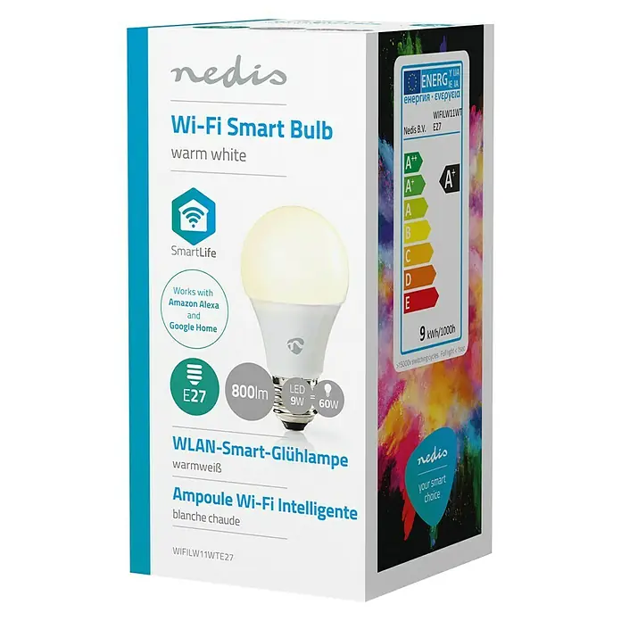 Nedis Smartlife LED-Leuchtmittel - 1 Stk., E27, 9 W, Warmweiß, Dimmbar - Vorderansicht