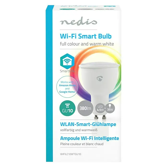 Nedis Smartlife LED-Leuchtmittel - 1 Stk., GU10, 4,5 W, RGBW, Dimmbar - Vorderansicht