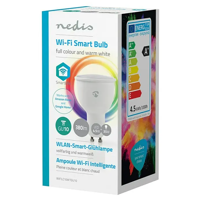 Nedis Smartlife LED-Leuchtmittel - 1 Stk., GU10, 4,5 W, RGBW, Dimmbar - Vorderansicht