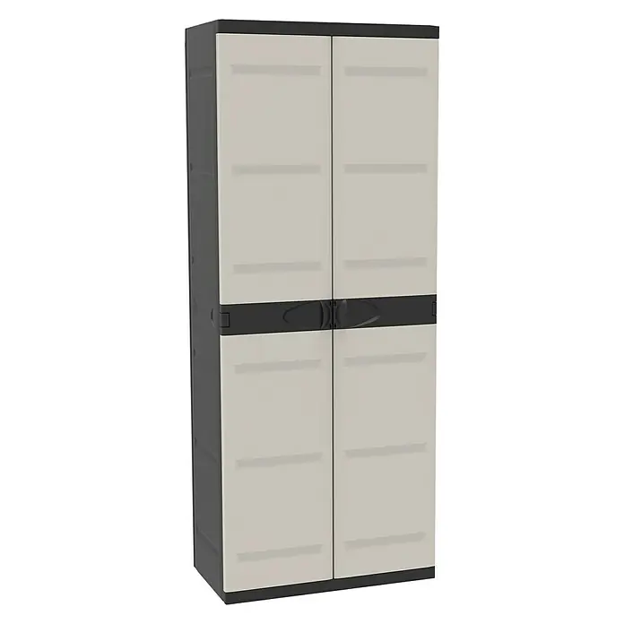 Plastiken Titanium Armario de PVC con 2 puertas - L x An x Al: 44 x 70 x 176 cm, Capacidad de carga: 20 kg/balda, Gris/Negro