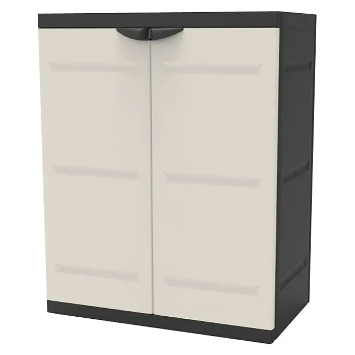 Plastiken Titanium Armario de PVC bajo - L x An x Al: 44 x 70 x 88 cm, Capacidad de carga: 20 kg/balda, Gris/Negro