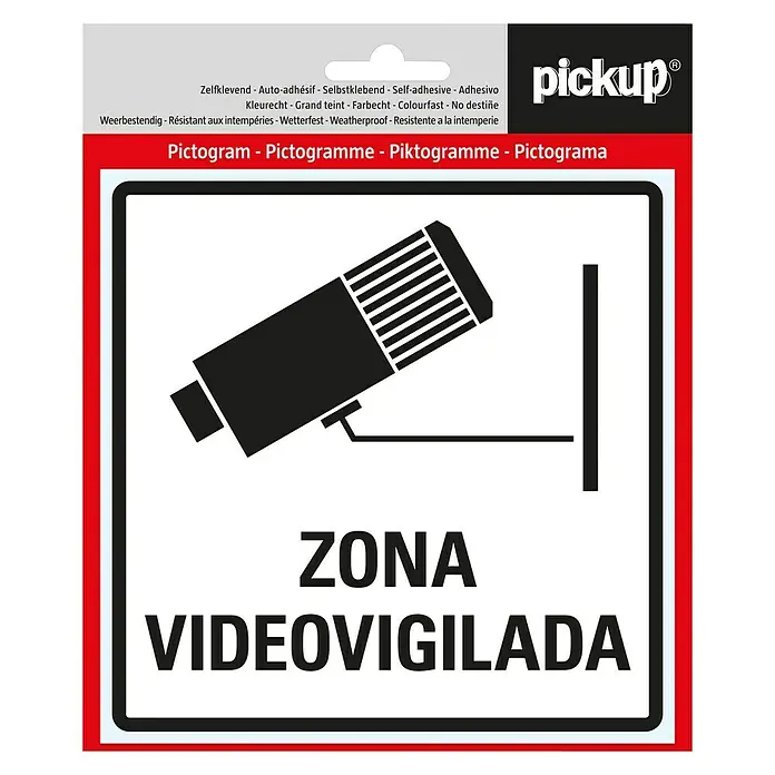 Pickup Etiqueta adhesiva - Motivo: Zona videovigilada, Blanco