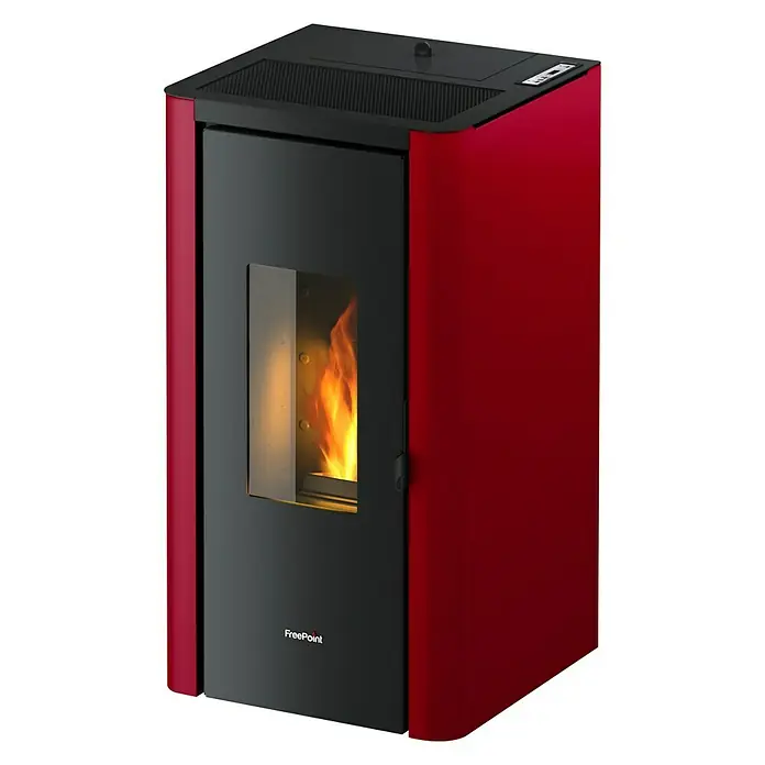 FreePoint Pelletofen Indigo - 2 kW - 7 kW, Raumheizvermögen: 57,6 - 156 m³, Bordeaux