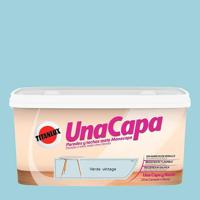 Titanlux Una Capa Pintura para paredes - Verde vintage, 4 l, Mate