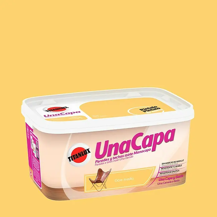 Titanlux Una Capa Pintura para paredes - Ocre medio, 4 l, Mate