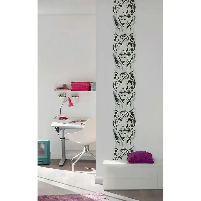 AS Creation Samoljepljiva pločica pop.up - Tigar, Crne boje, 35 cm x 2,5 m - Živopisni prikaz