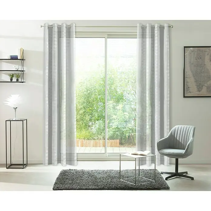 Visillo para ventana Mica - 140 x 250 cm, 100% poliéster, Blanco