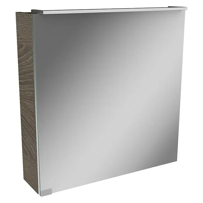 Camargue Fresh LED-Spiegelschrank - B x H: 60 x 68,4 cm, Mit Beleuchtung, Anschlag: Links, Spanplatte, Eiche Maron - Linke Seitenansicht