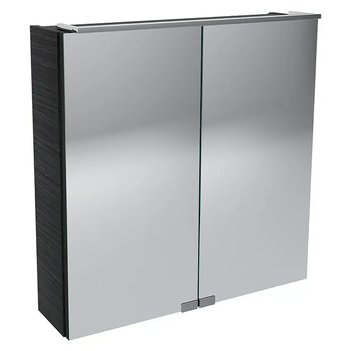 Camargue Stella LED-Spiegelschrank - B x H: 60 x 68,4 cm, Mit Beleuchtung, Spanplatte, Darkoak - Linke Seitenansicht