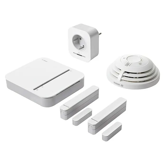 Bosch Smart Home Starter-Set Alarm - 1 x Controller, 2 x Fenster- und Türkontakt, 1 x Zwischenstecker, 1 Rauchwarnmelder