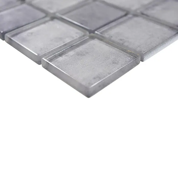 Mosaikfliese Quadrat Crystal SKY 456 - 30 x 30 cm, Grau, Glänzend - Detailaufnahme