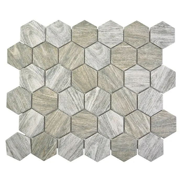 Mosaikfliese Hexagon HX CURIO HG - 32,5 x 28,1 cm, Grau, Matt - Vorderansicht