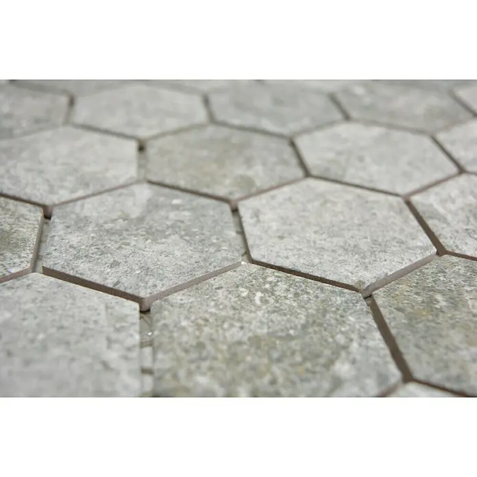 Mosaikfliese Hexagon HX CURIO GG - 32,5 x 28,1 cm, Grau, Matt - Detailaufnahme