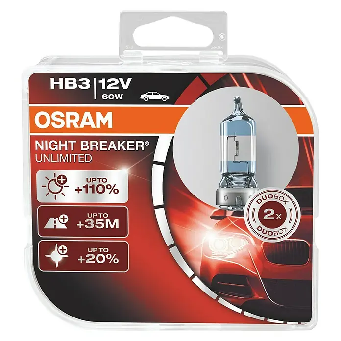 Osram Halogen-Scheinwerferlampe Night Breaker Laser - HB3, 1 Stk. - Vorderansicht