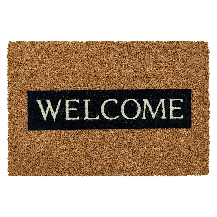 Astra Coco Design Kokosfußmatte - Welcome, Kokosbraun/Schwarz/Weiß, 60 x 40 cm, 100 % Kokos