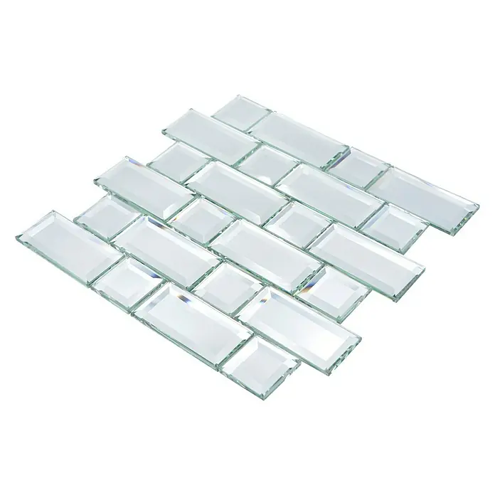 Mosaikfliese Mirror Metro XSPM 05 - 29,8 x 29,8 cm, Transparent, Glänzend - Ansicht von oben