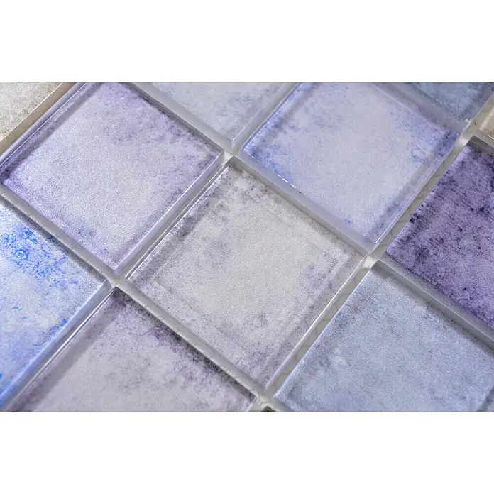 Mosaikfliese Quadrat Crystal SKY 000 - 30 x 30 cm, Blau, Glänzend - Detailaufnahme