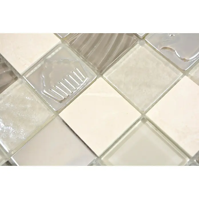 Mosaikfliese Quadrat Crystal XCM 8RK13 - 30 x 30 cm, Beige, Glänzend - Detailaufnahme