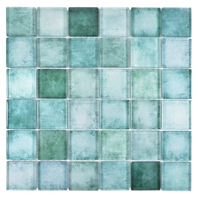 Mosaikfliese Quadrat Crystal SKY 789 - 30 x 30 cm, Grün, Glänzend - Vorderansicht