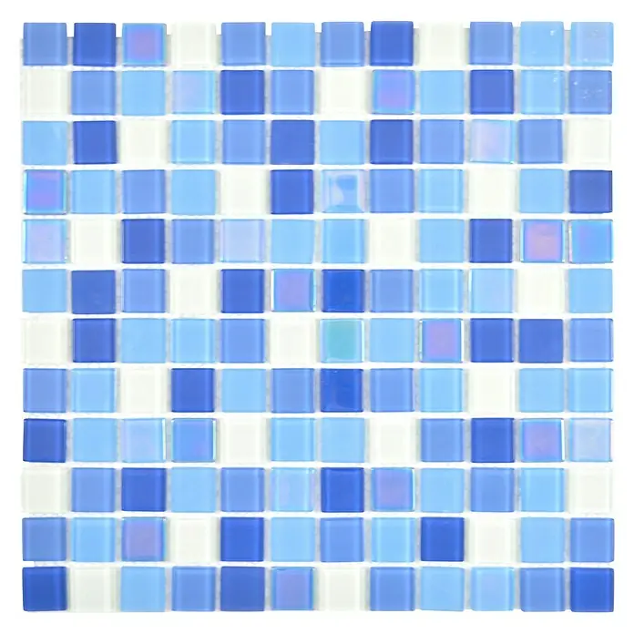 Mosaikfliese Quadrat Crystal CM 4SE8L - 30 x 30 cm, Blau/Weiß, Glänzend - Vorderansicht