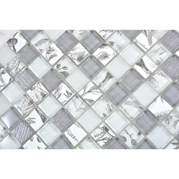 Mosaikfliese Quadrat Crystal XCM JT12 - 29,8 x 29,8 cm, Grau, Glänzend - Detailaufnahme
