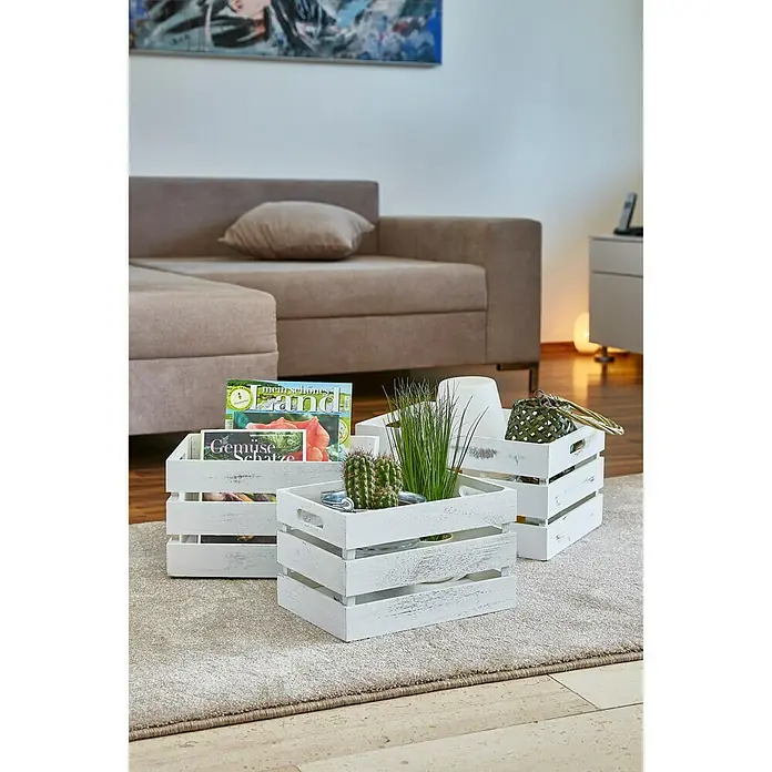 Zeller Present Holzkiste - 31 x 21 x 18,7 cm, Weiß