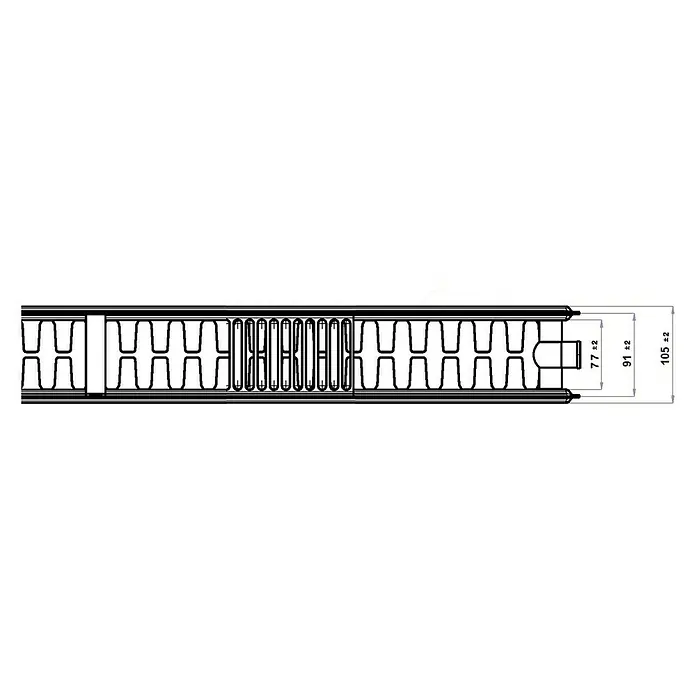 Universal-Flachheizkörper - B x H: 100 x 40 cm, 6-fach, Typ: DK-22, 1.117 W