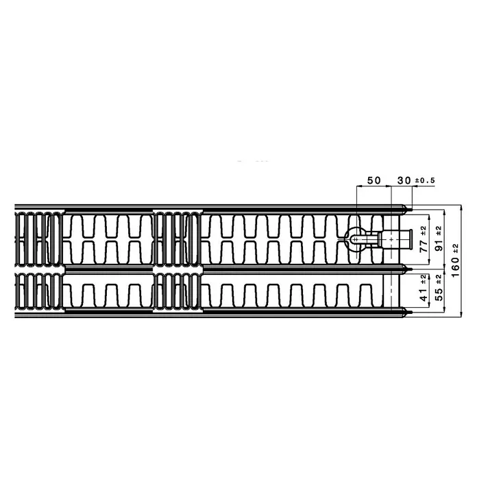 Universal-Flachheizkörper - B x H: 230 x 30 cm, 6-fach, Typ: 3K-33, 2.904 W
