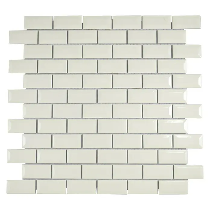Mosaikfliese Brick Bond Diamond CBI 110 - 30 x 30 cm, Elfenbein, Glänzend - Ansicht von oben