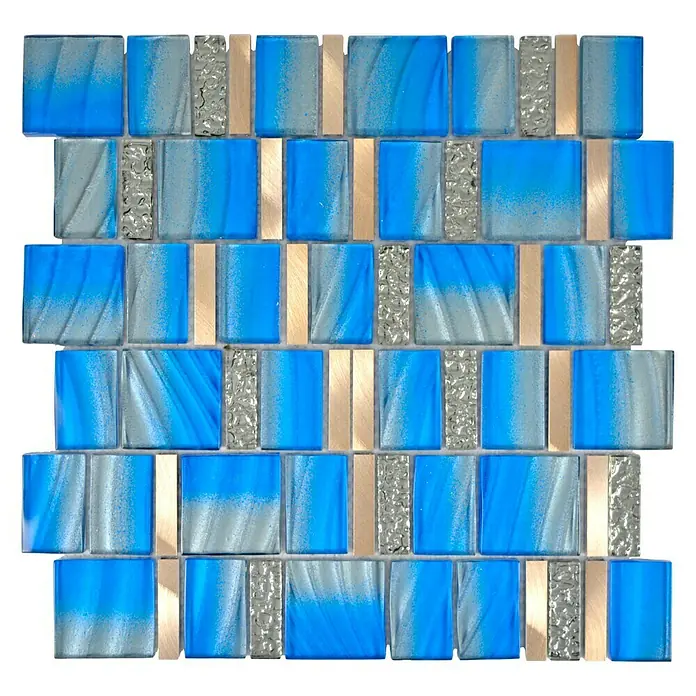 Mosaikfliese Crystal Mix XCM SUN01 - 29,7 x 29,5 cm, Blau/Grau, Glänzend - Ansicht von oben