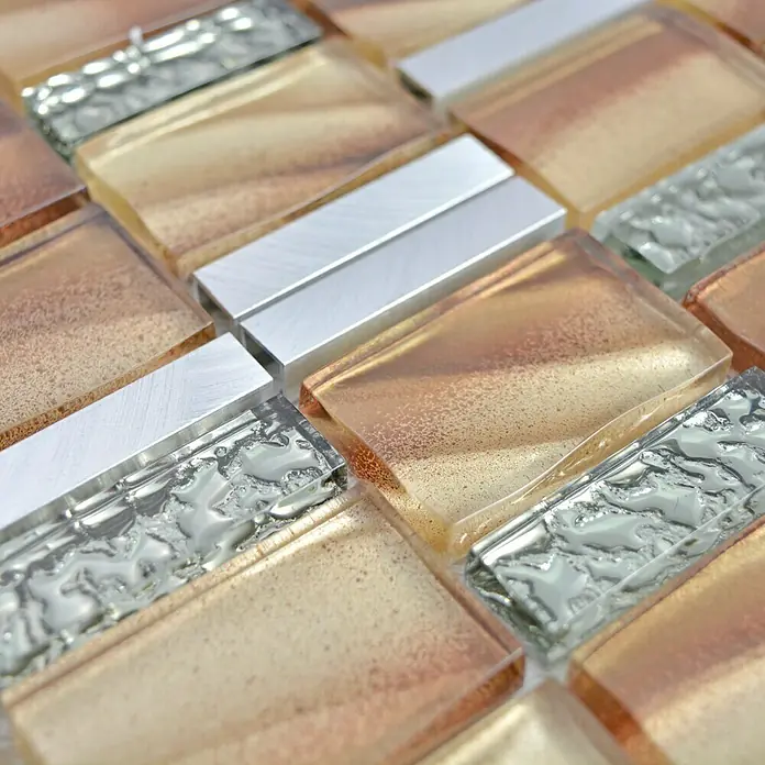 Mosaikfliese Crystal Mix XCM SUN03 - 29,7 x 29,5 cm, Braun, Glänzend