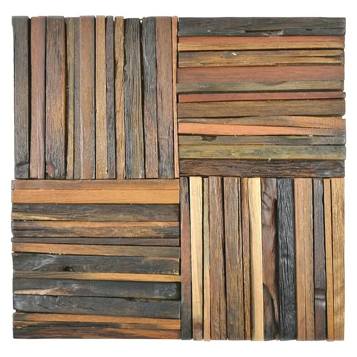 Mosaikfliese Quadrat Boat Old Wood BOWD 27 - 30 x 30 cm, Dunkelbraun, Glänzend - Ansicht von oben