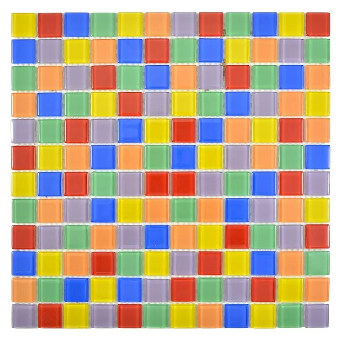 Mosaikfliese Quadrat Crystal CM 4SE10 - 30 x 30 cm, Mehrfarbig, Glänzend - Ansicht von oben