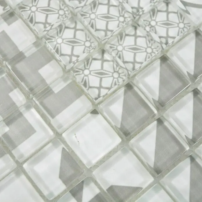 Mosaikfliese Quadrat Crystal XCM 8OP35 - 30 x 30 cm, Grau, Glänzend